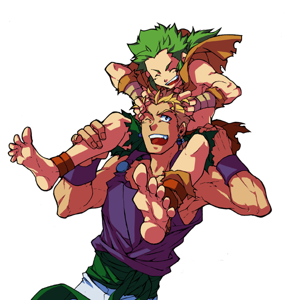sabin rene figaro and gau (final fantasy and 1 more) drawn by itkz_(silentknight)