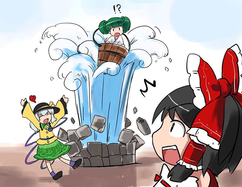 hakurei reimu, komeiji koishi, and kisume (touhou) drawn by hirosato