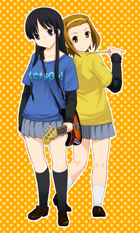 akiyama mio and tainaka ritsu (k-on!) drawn by katatsuka_kouji
