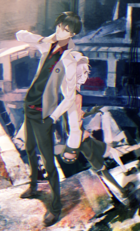 inga and yuuki shinjuurou (un-go) drawn by shiranori