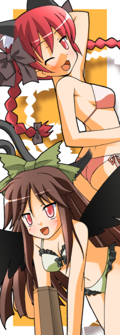 kaenbyou rin and reiuji utsuho (touhou) drawn by shizuku-mahoroba