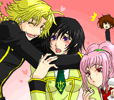 lelouch vi britannia, anya alstreim, gino weinberg, and luluko (code geass) drawn by reno-kichi
