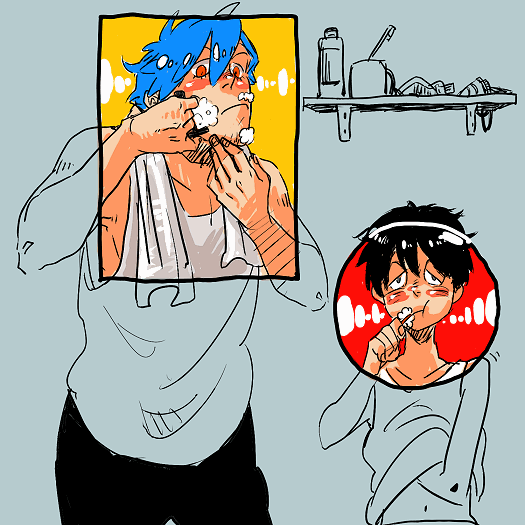 simon and kamina (tengen toppa gurren lagann) drawn by katou_(hyaena)