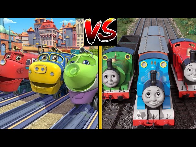 thomas the tank engine, henry the green engine, james the red engine, wilson, koko, and 1 more (thomas the tank engine and 1 more)