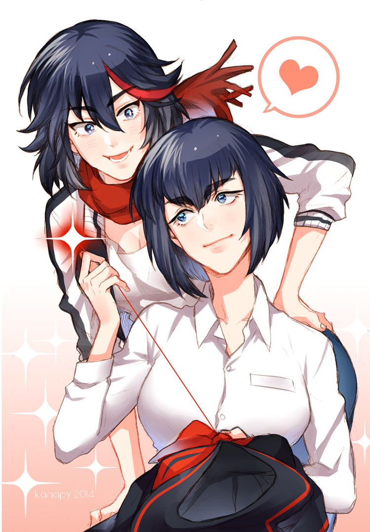 matoi ryuuko, senketsu, and kiryuuin satsuki (kill la kill) drawn by onegingek