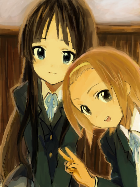 akiyama mio and tainaka ritsu (k-on!) drawn by tamura_satomi