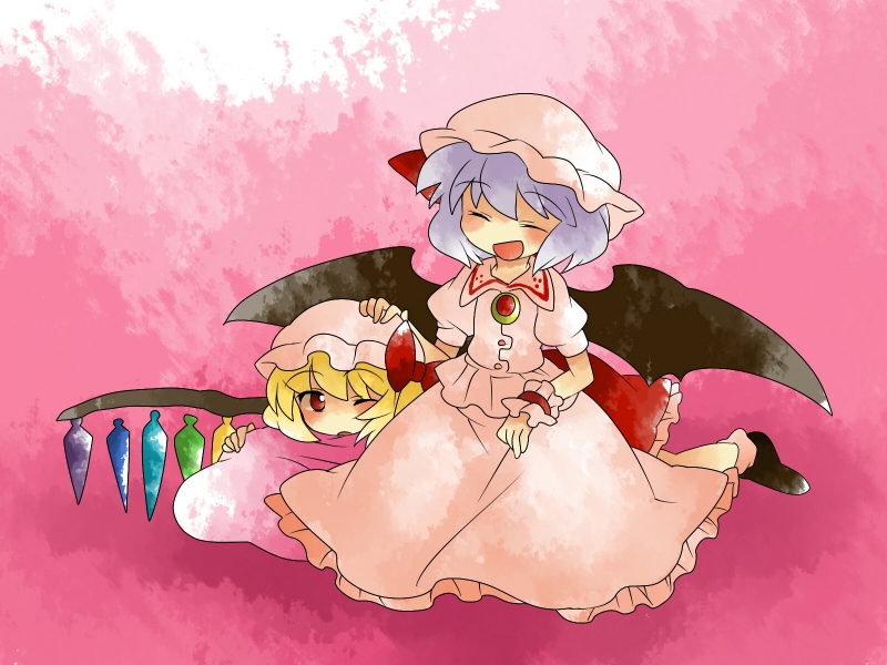 remilia scarlet and flandre scarlet (touhou) drawn by hammer_(sunset_beach)