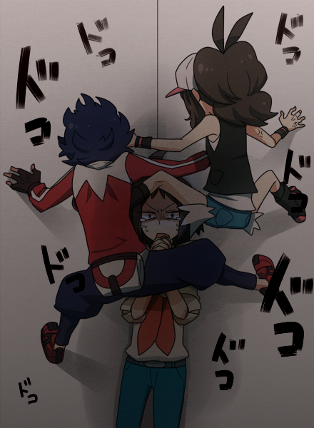 hilda, cheren, and hugh (pokemon and 2 more) drawn by kanade_(unchi_knd280)