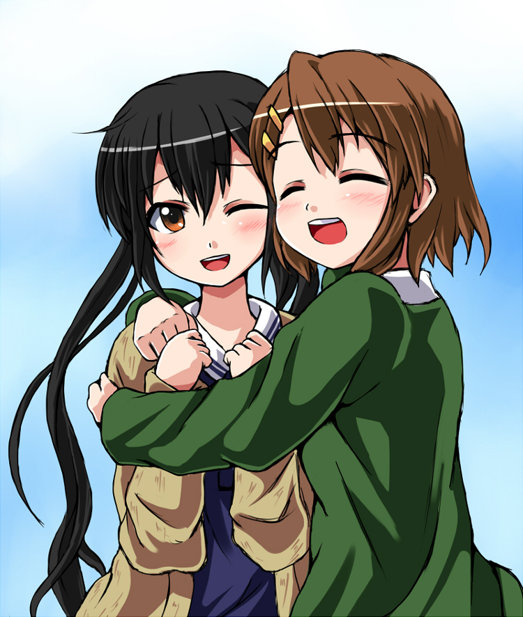 nakano azusa and hirasawa yui (k-on!) drawn by hidechuu