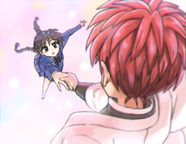 mamiya sakura and rokudou rinne (kyoukai no rinne) drawn by wanta_(futoshi)