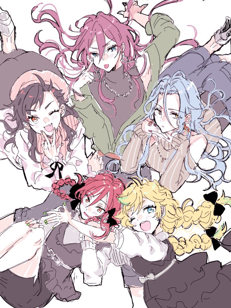 saegusa ibara, sakasaki natsume, harukawa sora, himeru, and nagumo tetora (ensemble stars!) drawn by asyukonbubu