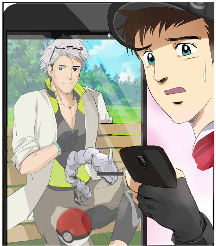 onix, male protagonist, and willow (pokemon and 2 more) drawn by kyouki
