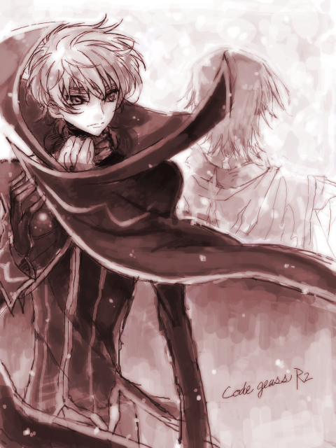 lelouch vi britannia, kururugi suzaku, and zero (code geass) drawn by c_(rahit)