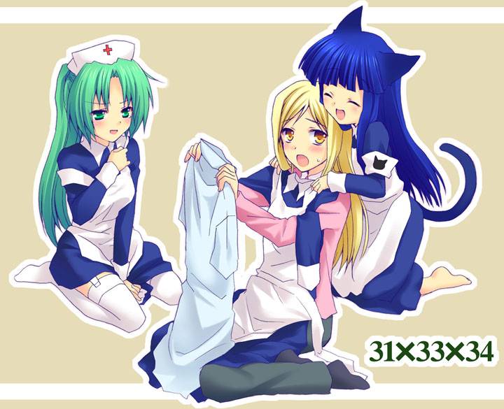 furude rika, sonozaki mion, and takano miyo (higurashi no naku koro ni) drawn by fuyuichi