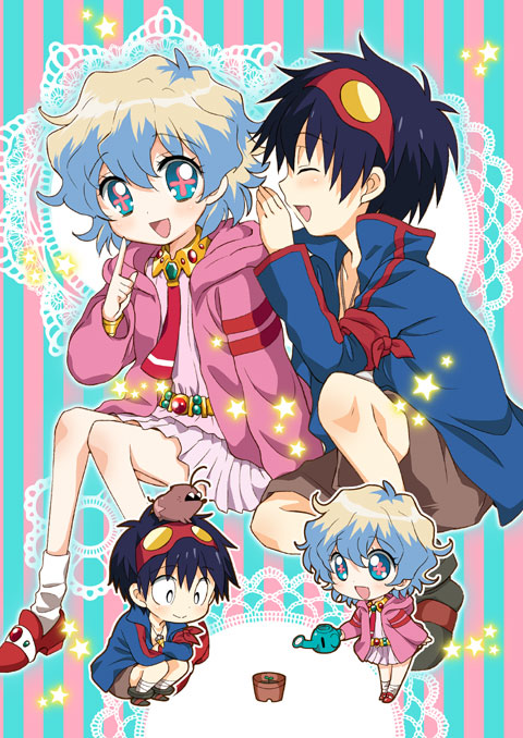 nia teppelin, simon, and boota (tengen toppa gurren lagann) drawn by mizutama