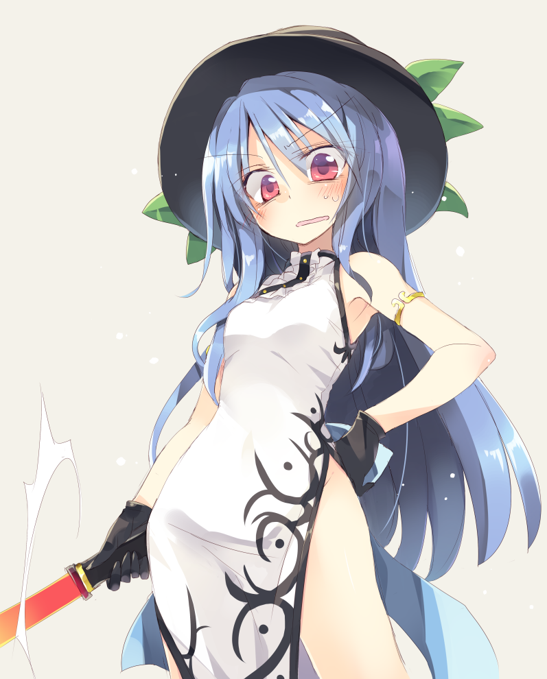 hinanawi tenshi (touhou) drawn by satou_kibi