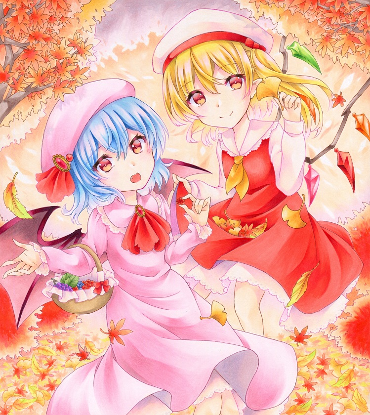 remilia scarlet and flandre scarlet (touhou) drawn by wassmint