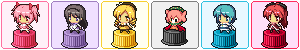 akemi homura, kaname madoka, miki sayaka, sakura kyoko, tomoe mami, and 1 more (touhou and 2 more) drawn by chopper_(mizuki_mitsuru)
