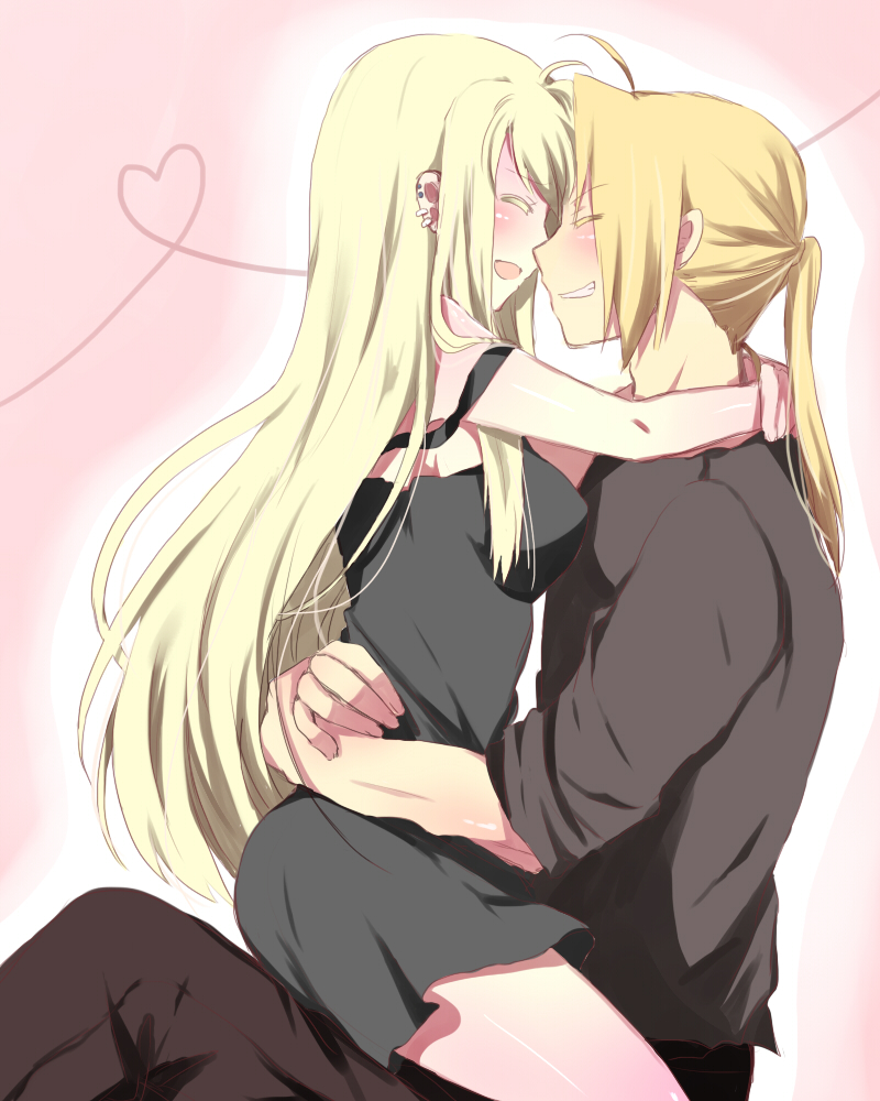 edward elric and winry rockbell (fullmetal alchemist) drawn by mitsu_yomogi