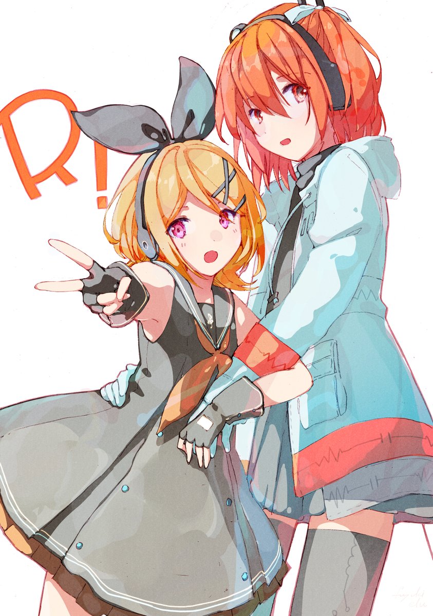 kagamine rin and adachi rei (vocaloid and 2 more) drawn by fuyuki_eru