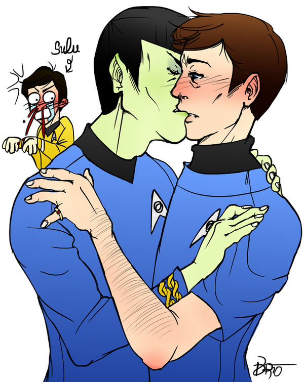 spock, leonard mccoy, and hikaru sulu (star trek and 1 more) drawn by enterprising-bones
