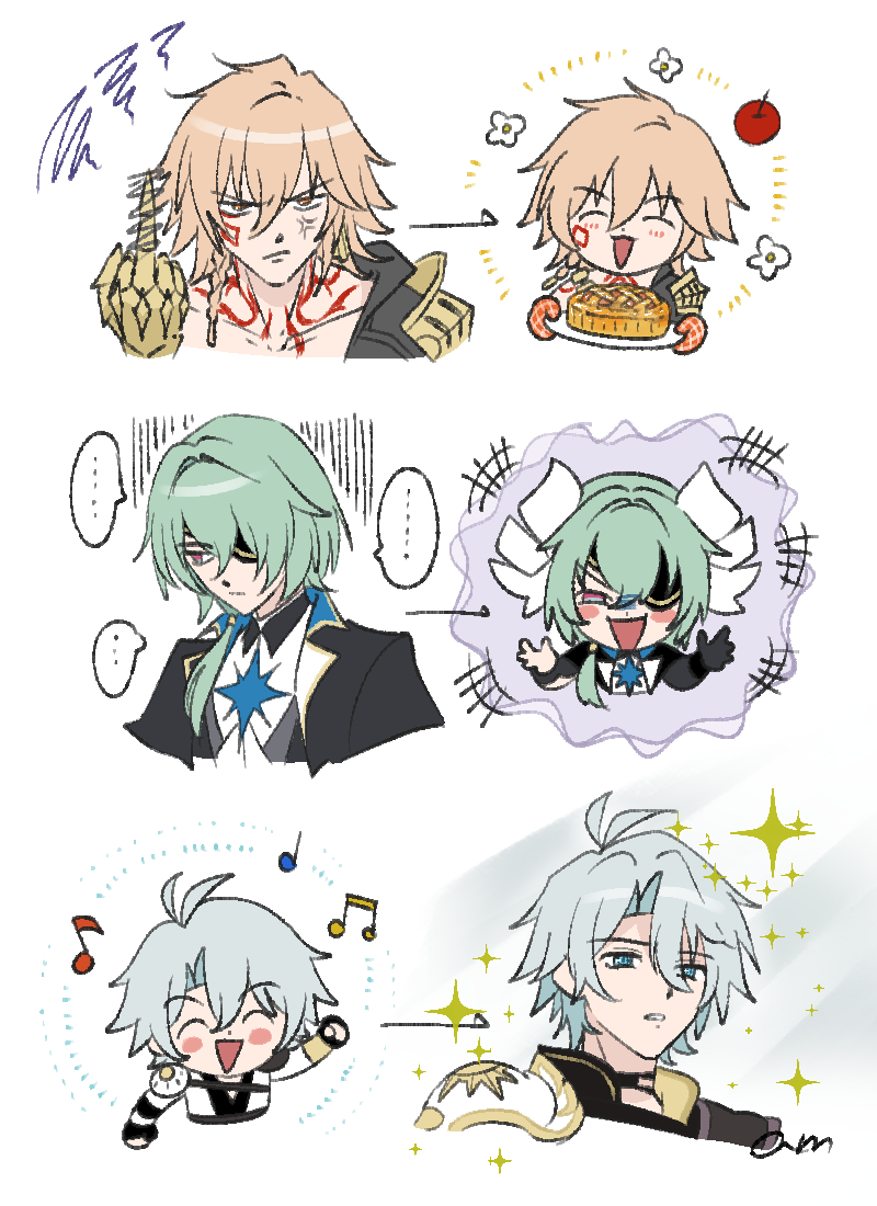 phainon, mydei, and anaxa (honkai and 1 more) drawn by am_starrail