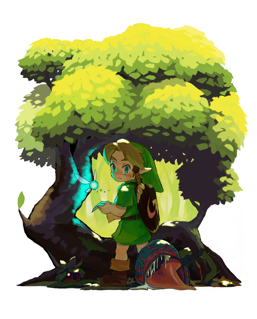 link, young link, navi, and deku baba (the legend of zelda and 1 more) drawn by kyamerontaisa