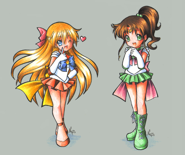 aino minako, kino makoto, sailor venus, sailor jupiter, super sailor venus, and 1 more (bishoujo senshi sailor moon) drawn by nefis