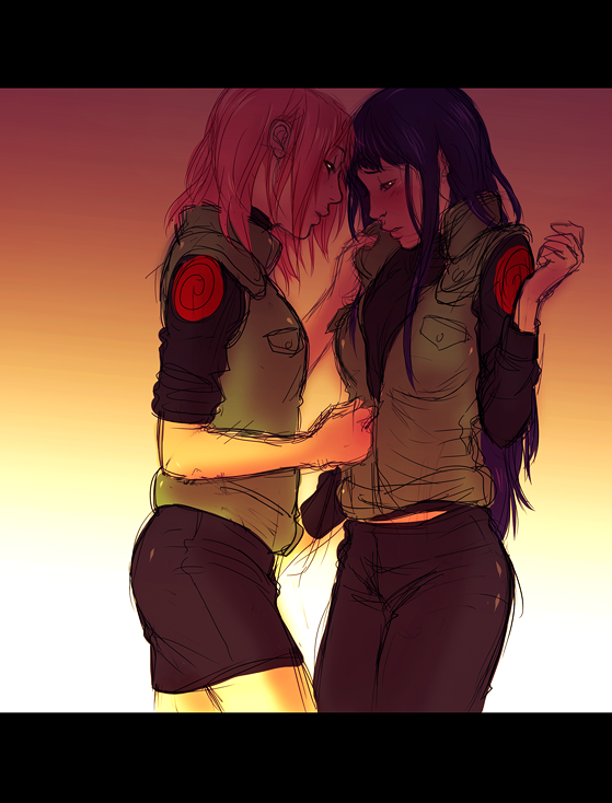 haruno sakura and hyuuga hinata (naruto and 1 more) drawn by slj