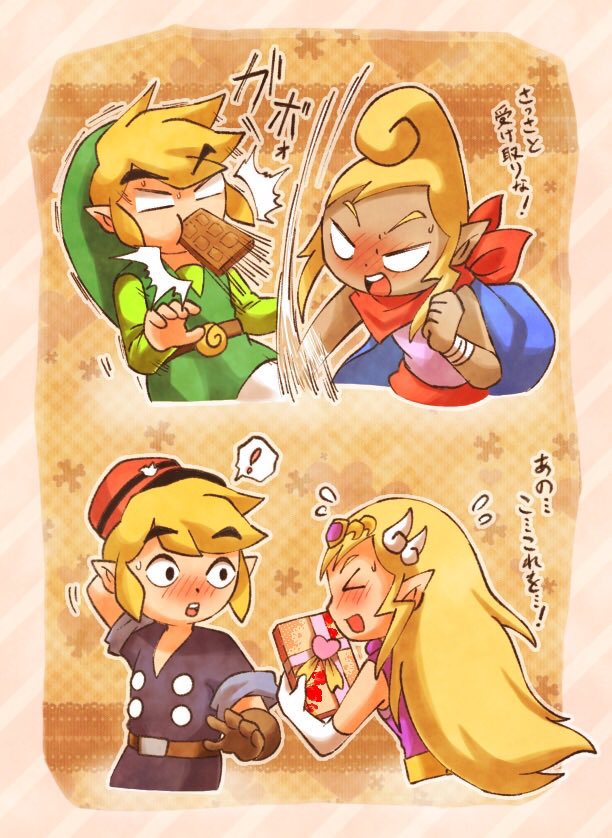 link, princess zelda, toon link, toon zelda, and tetra (the legend of zelda and 2 more) drawn by raihachi
