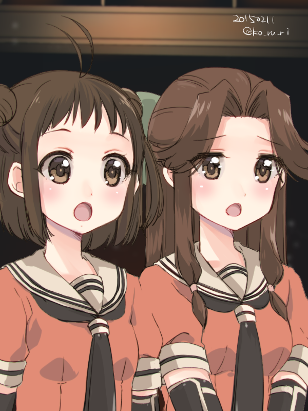 naka and jintsuu (kantai collection) drawn by koruri