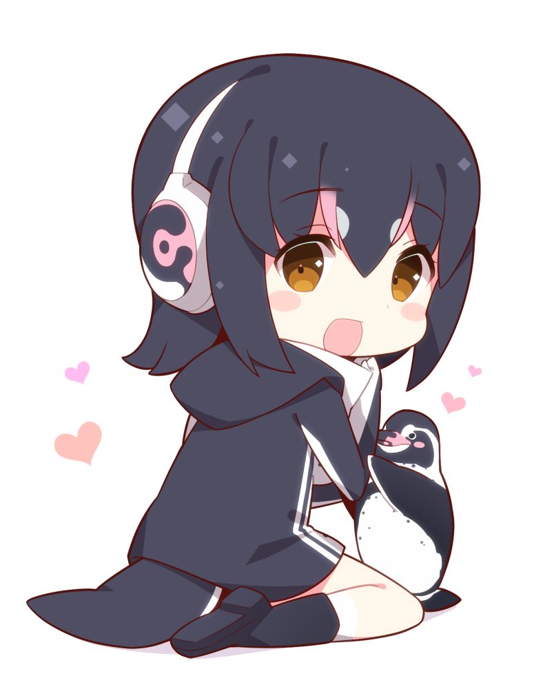 humboldt penguin and grape-kun (kemono friends) drawn by watanon_(gakushokutei)