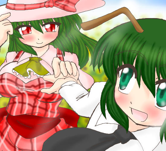 kazami yuuka and wriggle nightbug (touhou) drawn by akasode_(tyaramu)