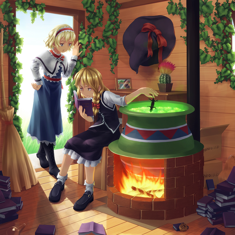 kirisame marisa and alice margatroid (touhou and 1 more) drawn by hanpitsu_(palewhite)