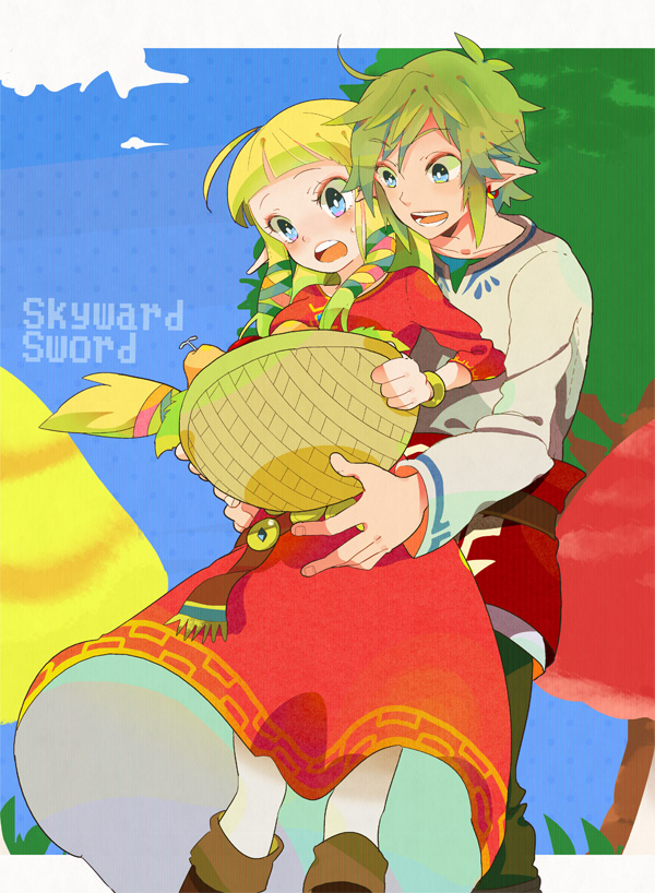 link and princess zelda (the legend of zelda and 1 more) drawn by pomeko