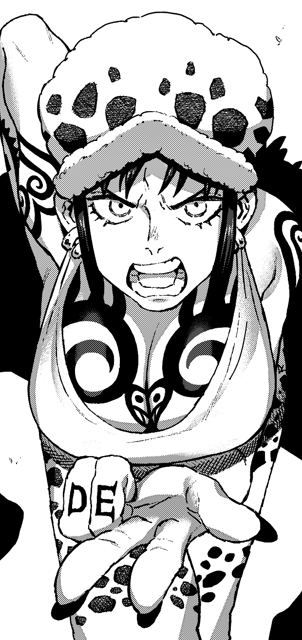 trafalgar law and law-chan (one piece) drawn by ireading