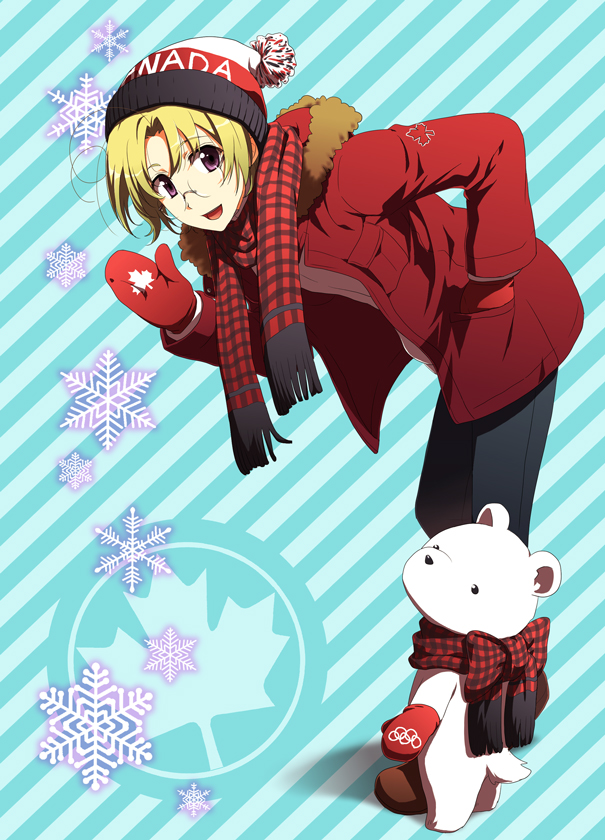 canada and kumajirou (axis powers hetalia and 2 more) drawn by migu