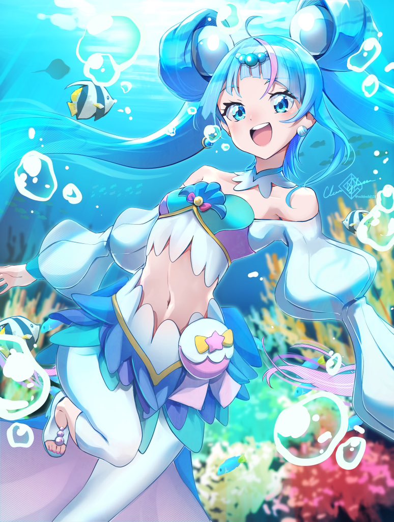 sora harewataru, cure sky, and cure la mer (precure and 2 more) drawn by clear_glass_(mildmild1311)