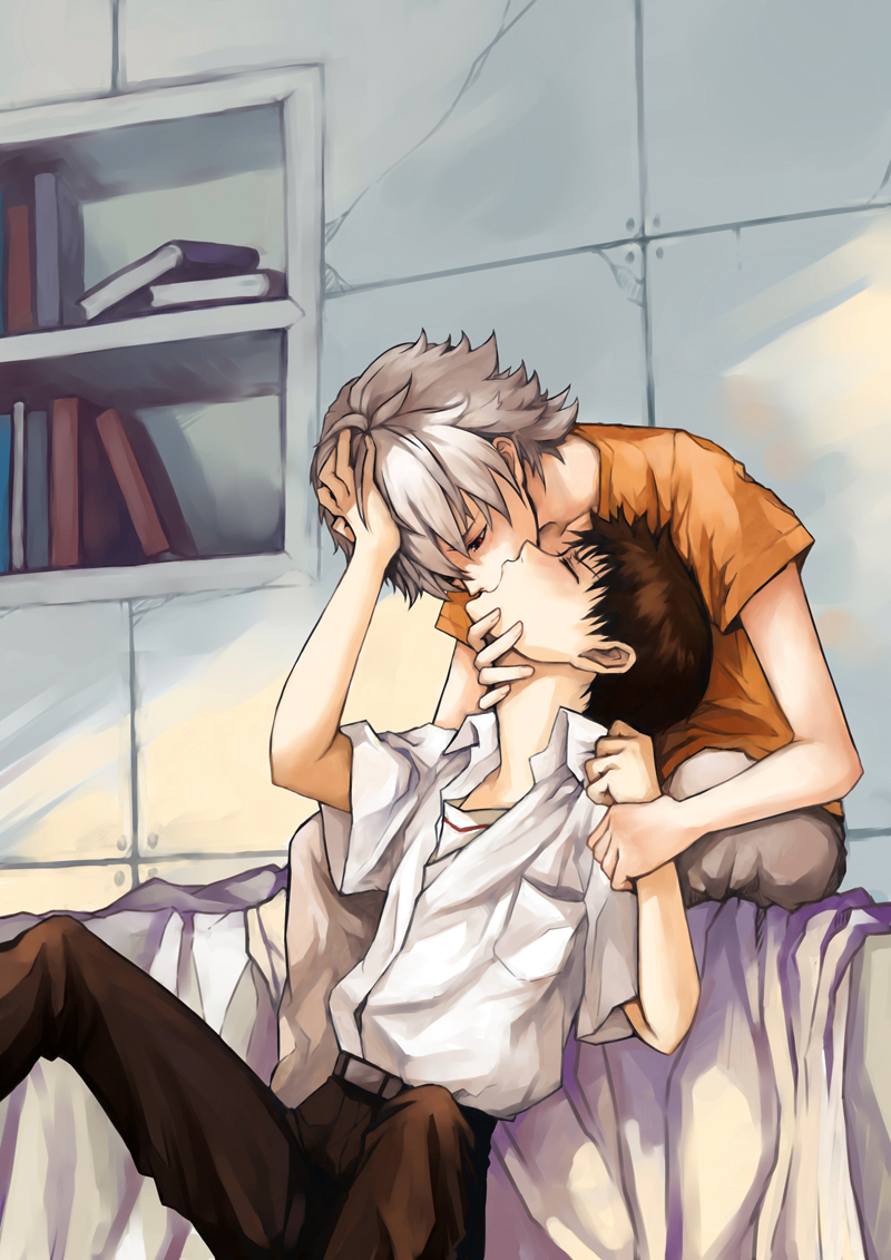 ikari shinji and nagisa kaworu (neon genesis evangelion) drawn by wooden822