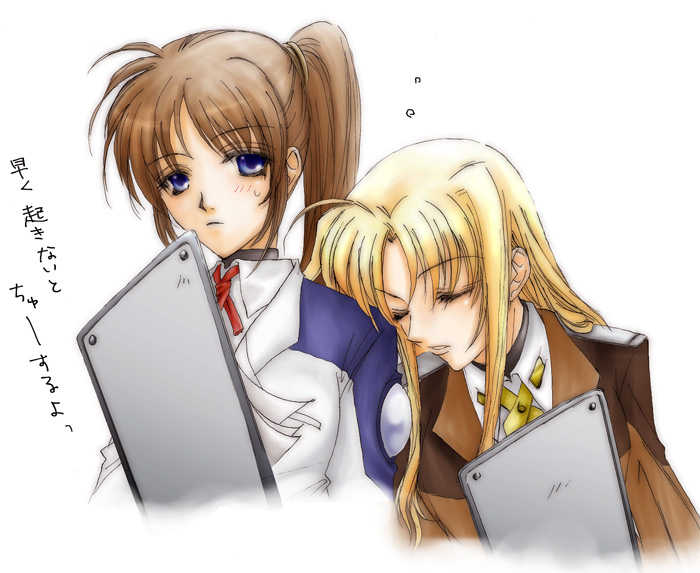 fate testarossa and takamachi nanoha (lyrical nanoha and 1 more) drawn by lina_(interlude)