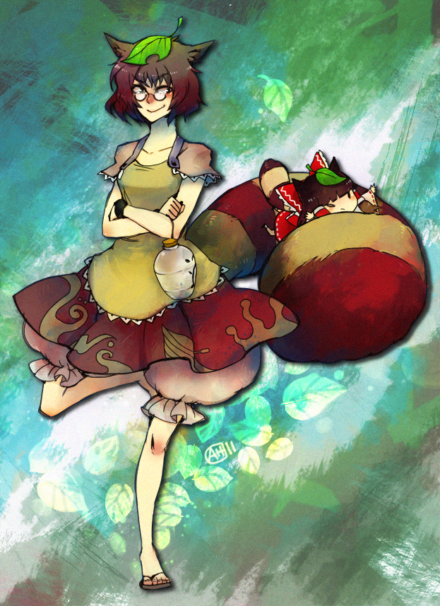 hakurei reimu and futatsuiwa mamizou (touhou) drawn by arlmuffin