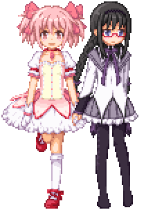 akemi homura and kaname madoka (mahou shoujo madoka magica) drawn by tome_(wolf)
