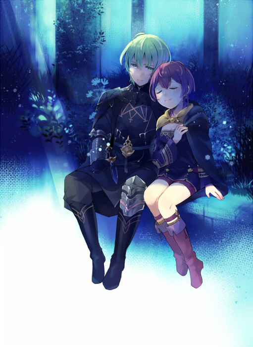 bernadetta von varley and male byleth (fire emblem and 1 more) drawn by tefutene
