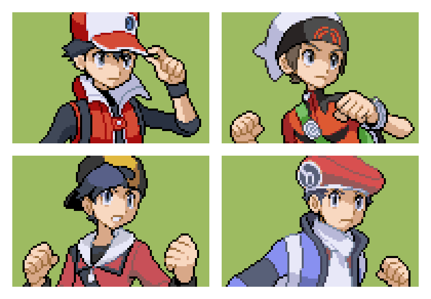 red, ethan, brendan, and lucas (pokemon and 5 more) drawn by hyo_oppa