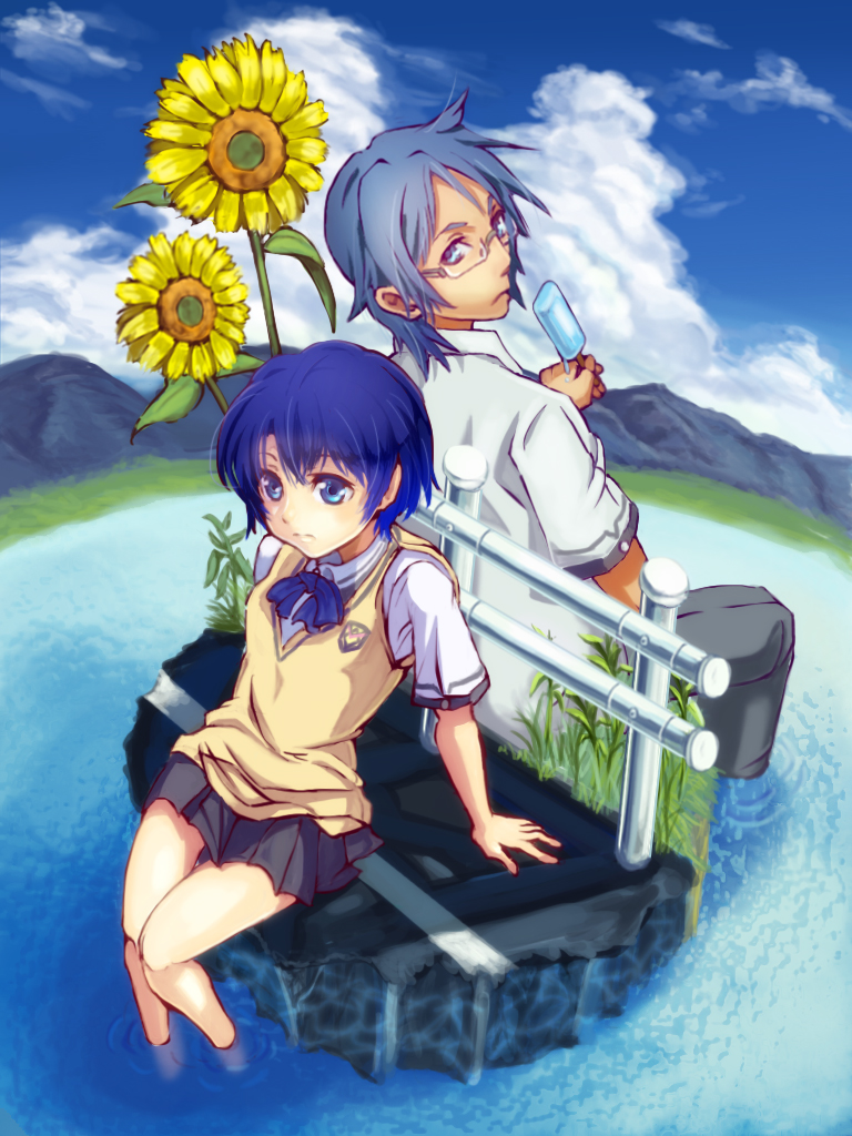 tanigawa kanna and ishigaki tetsurou (ano natsu de matteru) drawn by shady-girlfriend