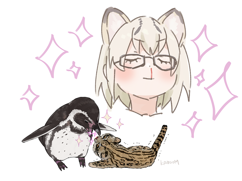 humboldt penguin and margay (kemono friends) drawn by kab00m_chuck