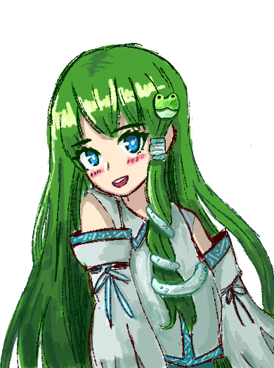 kochiya sanae (touhou and 1 more) drawn by peachycatto