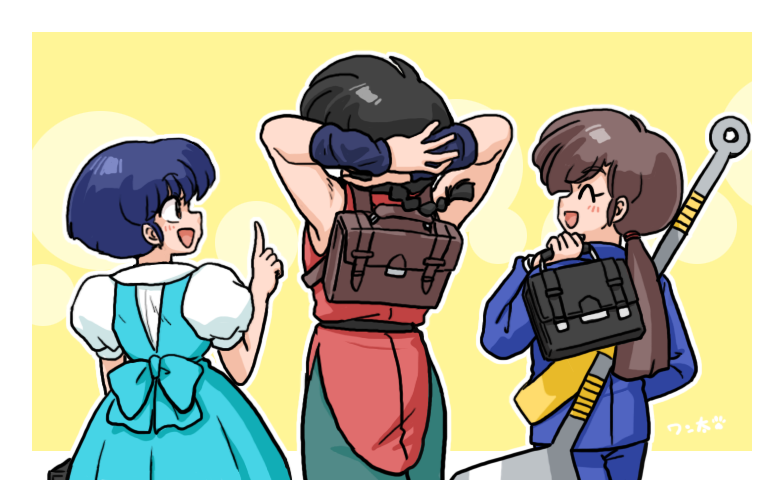 tendou akane, saotome ranma, and kuonji ukyou (ranma 1/2) drawn by wanta_(futoshi)