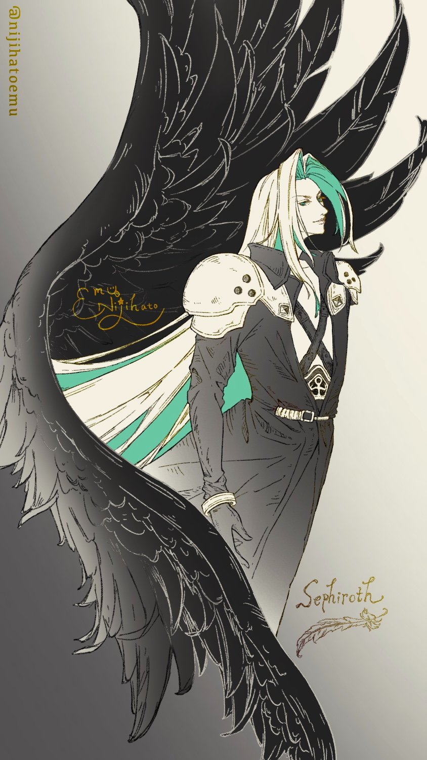 sephiroth (final fantasy and 1 more) drawn by nijihatoemu