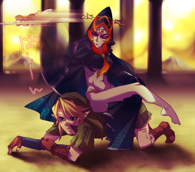 link, princess zelda, and midna (the legend of zelda and 1 more) drawn by toile_ga_chikaize